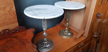 Two marble topped side tables