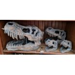 Four Nemesis Now Tyrannosaurus Rex skulls, largest length 51.5cm