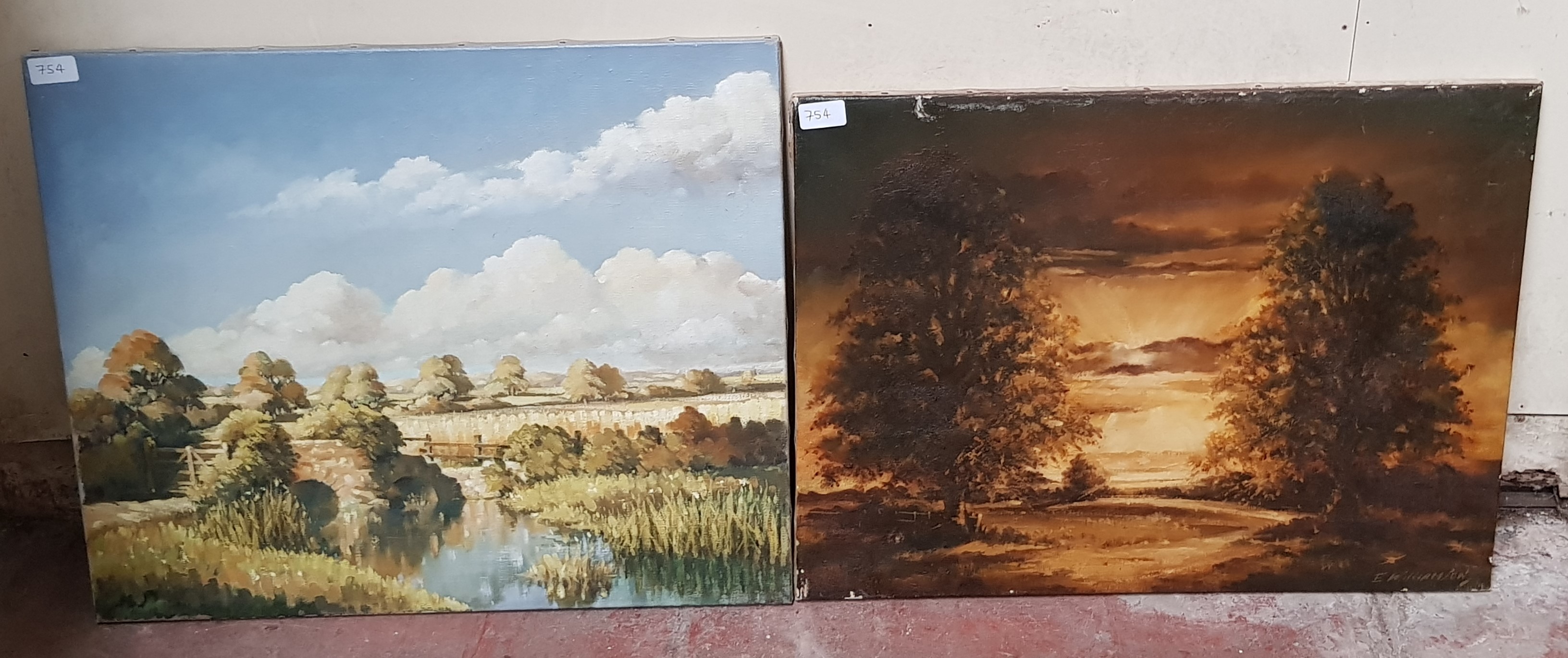 E Williamson, five 20th century school original works, oil on canvas, landscape scenes, various - Image 3 of 3
