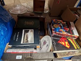 Two boxes of books including Marvels Story Collection sets, Superman book, 1930s and 40s children'