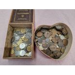 Two boxes of coins and tokens