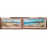 Jill Mickle (Welsh, 20th century), pair of coastal scenes, oil on board, most likely Anglesey,