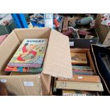Two boxes of children's books including Ladybird books, annuals, etc.