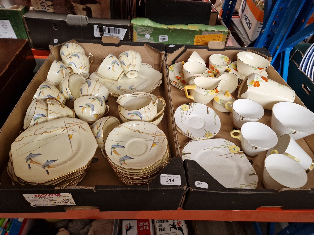 Two boxes of Art Deco china: Grafton and Wellington.