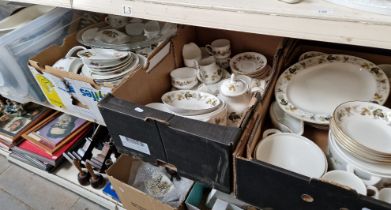 4 boxes of assorted ceramics & other items to include a Royal Worcester dinner set, Royal Douton