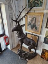 A modern life size bronze sculpture of a stag, after Cristopher Fratin (French, 1801-1864),