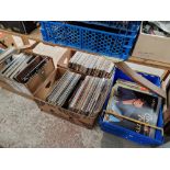 Four boxes of vinyl LP records, various artists and genres.