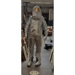 A 1988 aluminium heat protection suit by Isotemp Vorndamme consisting jacket, pants, gloves and