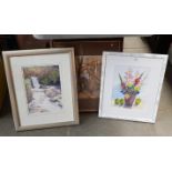 Four watercolours including Helen M Jackson, J D Page, etc, all framed and glazed.