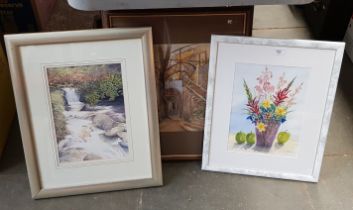 Four watercolours including Helen M Jackson, J D Page, etc, all framed and glazed.