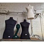 Four mannequins (one with stand, two torsos (1 male) and a head/neck)