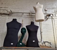 Four mannequins (one with stand, two torsos (1 male) and a head/neck)