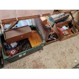 Six boxes of assorted tools including socket sets, carpentry tools, hand tools etc.