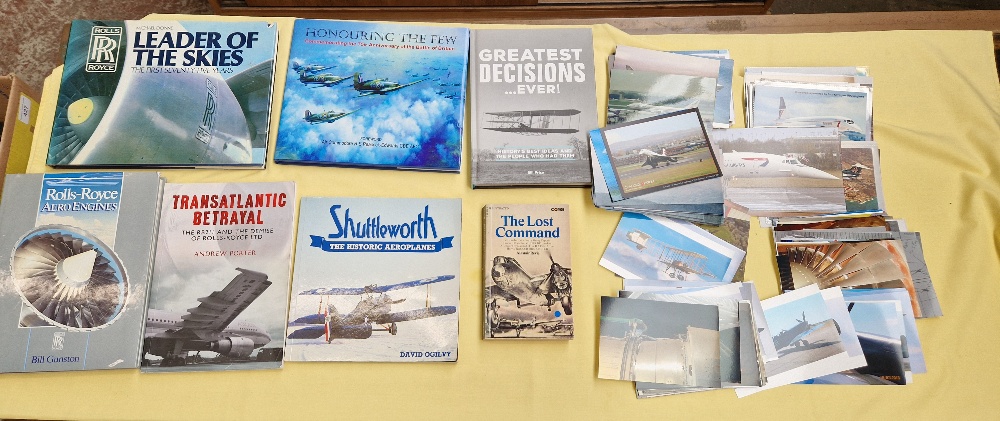 A collection of aviation books, also including a small box of postcards and some prints. - Image 5 of 9