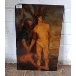 19th century school, oil on board, classical scene with semi nude male, 30.5cm x 45.5cm, unsigned.