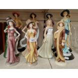 Eleven Leonardo Collection figures, porcelain or composition.