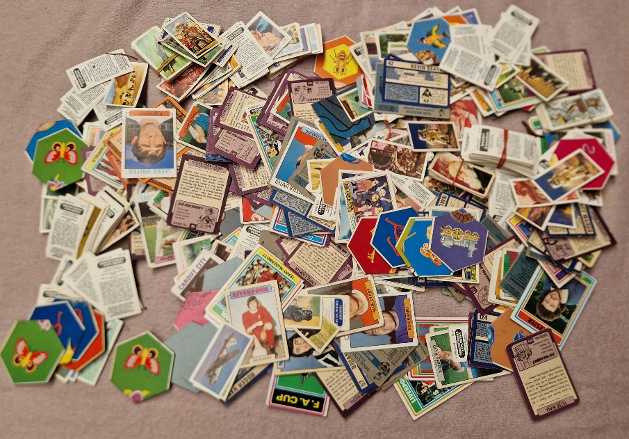 A bag of football trading cards