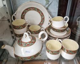 A Belleek tea set, celtic design, 19 pieces in total, made in Fermanagh, Ireland.