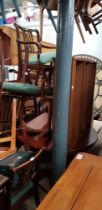 Various items of furniture including mahogany dining table and chairs, bookcase, stool etc