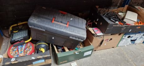 5 boxes of tools and a toolbox with tools