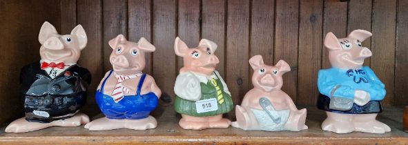 Set of 5 Wade NatWest pigs all with original stoppers