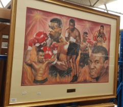 An original painting depicting Mike Tyson by Frank & Doreen Meadows, signed 'Meadows 1991', framed