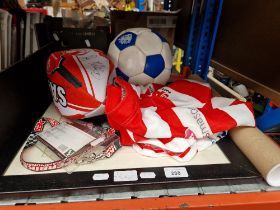Sporting memorabilia including signed Leigh RLFC shirt, St Helen's RFC signed ball and a Wigan