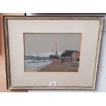 Harry Rutherford (1903-1985), watercolour, dockland scene, 21cm x 29cm, signed to lower right,