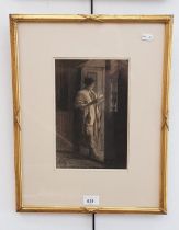 20th century school, charcoal study of a woman, 17cm x 25.5cm, framed and glazed, 36cm x 46.5cm.