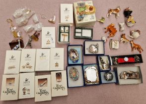 A box of assorted miniatures including Swarovski, Silver Scenes, etc.