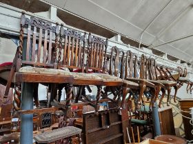 Seven early 20th century dining chairs.