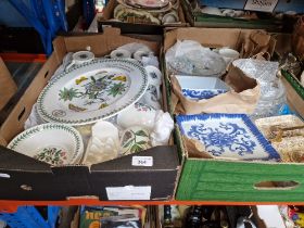 2 boxes of assorted ceramic & glass to include a box of various Portmerion items, cheese dish, glass