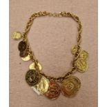 A vintage gold plated coin necklace.