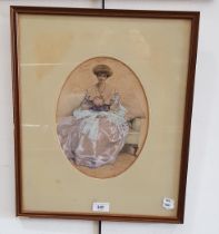 J M Balliol Salmon (British, 1868-1953), pencil and watercolour portrait of a woman seated, 20cm x