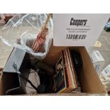 a box of assorted items including LPs and CDs etc.