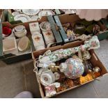 Three boxes of ceramics, lamps and ornaments