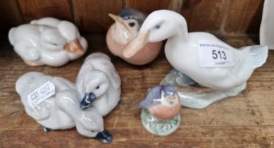 5 Royal Copenhagen figures including a pair of cygnets (363)