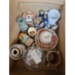 A box including a MacIntyre match striker Jasperware cruet etc.