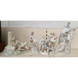 A group of six Lladro, Nao and similar figures.