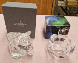 A Waterford Crystal horse’s head 12.5cm high together with a Royal Copenhagen Lotus Bowl (each