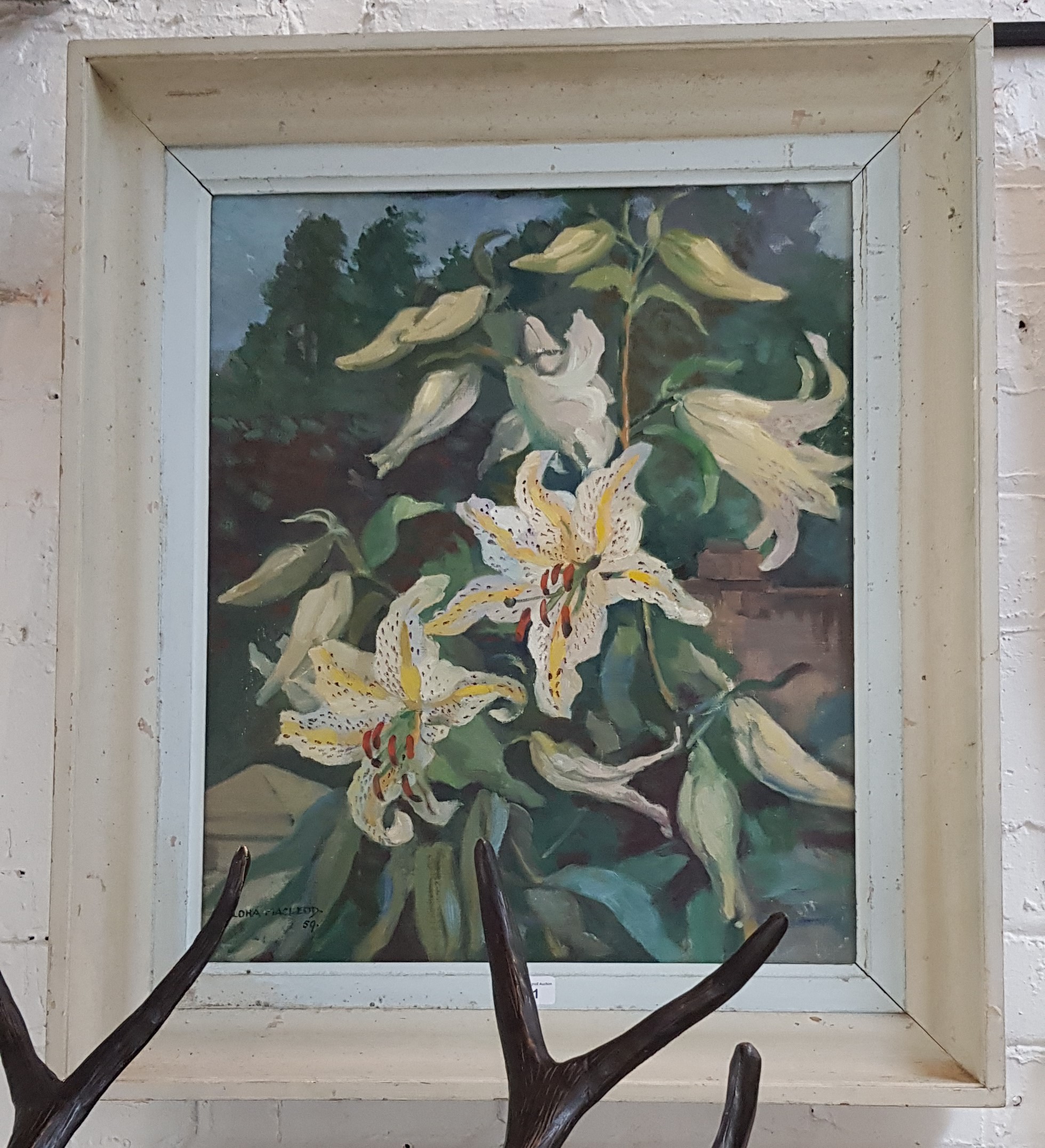 Flora Macleod (20th century), oil on canvas, still life of flowers, 50cm x 60cm signed to lower left