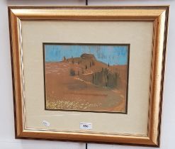Attributed to Harold Riley (British, 1934-2023), watercolour and pastel, landscape scene, 25cm x