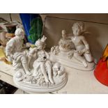 Two early Capo di Monte figures in white porcelain, one signed F Kessler & one by Le Bun