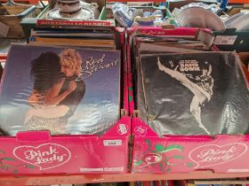 2 boxes of LPs and 12" singles including Rod Stewart, Sister Sledge, Moody Blues, Bowie, Wet Wet