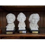 A group of three Goebel busts depicting composers.