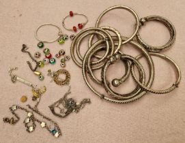 Assorted jewellery including white metal bangles etc.