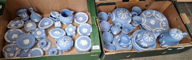 Two boxes of Wedgwood blue jasper ware