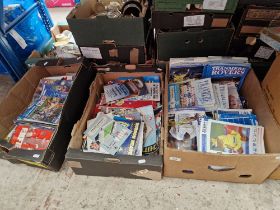 Three boxes of football programmes; one box of Tranmere Rovers and two boxes of mixed programmes.