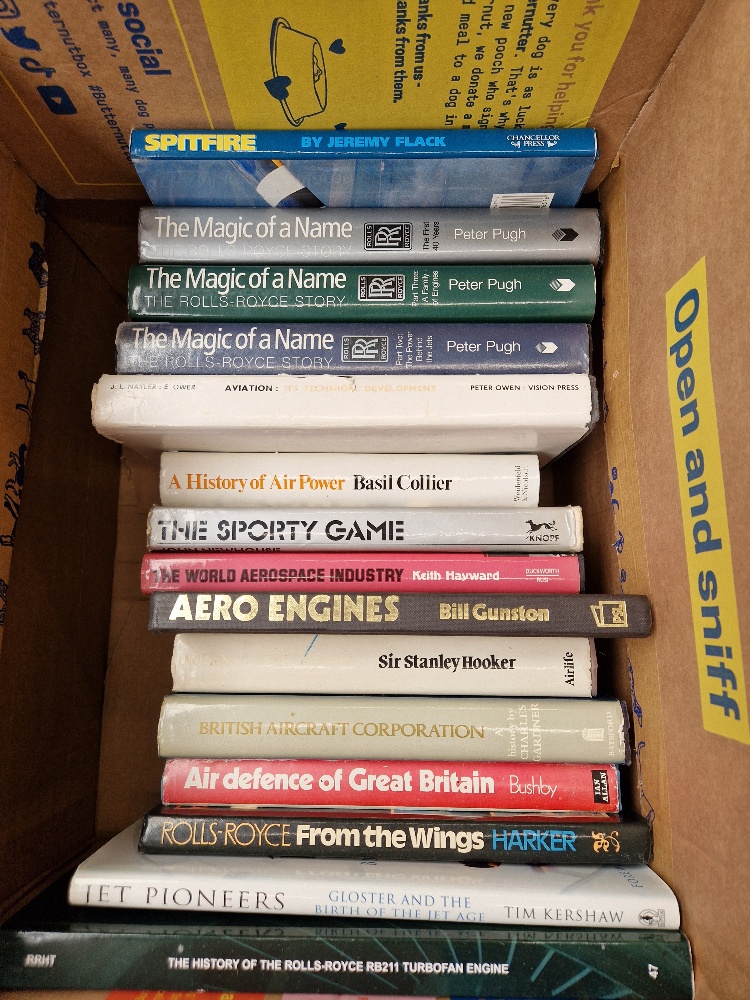 A collection of aviation books, also including a small box of postcards and some prints. - Image 7 of 9