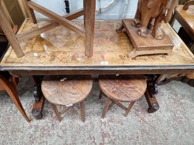 A Victorian inlaid walnut side table.